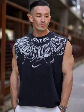 YoungLA 3057 Scripted Cut-Off Purple Navy Wash L